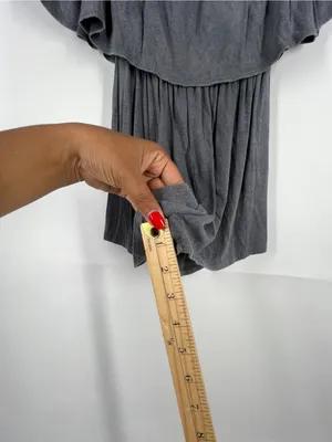 Soprano Gray Ribbed Off-Shoulder Romper‎ thumbnail 10