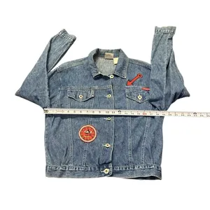 Vintage 90s Disney Mickey & Co Mickey Time Classic Denim Jean Jacket‎ Size S/M* thumbnail 3