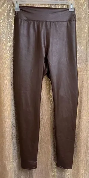 Aerie OFFLINE Chocolate Brown Faux Leather Real Luxe Leggings Large NWT‎ thumbnail 1