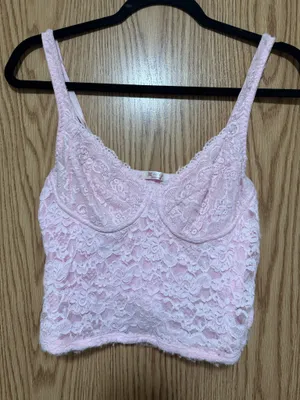 Amazon Avidlove Pink Lace Bustier Crop Cami Top – Size L thumbnail 1