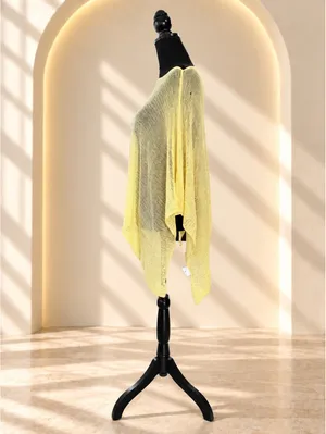 Lightweight Yellow Sheer Poncho Top Boho One Size Size undefined thumbnail 4