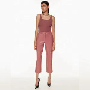Aritzia Babaton‎ Command Pants Size 2 Faux Leather Red Willow Pink Corpcore Geek Chic thumbnail 11