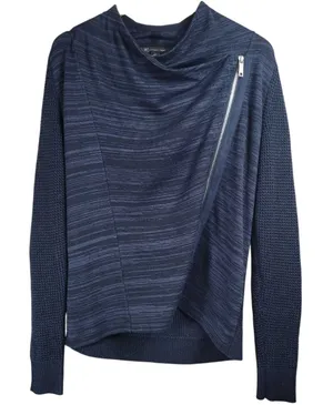 INC International Concepts Asymmetrical Zip Front‎ Blue Sweater thumbnail 1