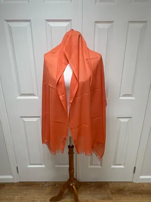 EYFEL Vibrant Orange Pashmina Shall With Fringes - 28.5" x 67.5" - NEW In Bag. thumbnail 5