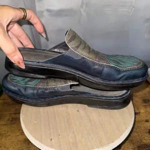 Naot Zafra Monstera Leaf Leather Mules 41~10 Blue Green Comfort Slip On Clogs thumbnail 8