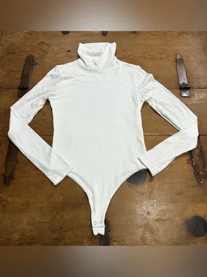 Naked Wardrobe Ivory Turtleneck Long Sleeve Stretch Bodysuit Size Medium thumbnail 3