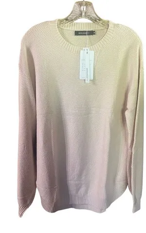 MEROKEETY Women's Long Sleeve Crew Neck sweater Knit Beige Sz M NWT thumbnail 1