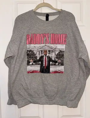 Donald Trump Daddys Home Graphic Sweatshirt Gray Gildan Heavy Blend Large thumbnail 1