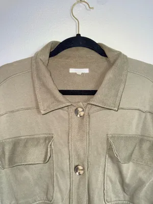 Maurices North Shore Shacket Olive Green Button Front Oversized thumbnail 3