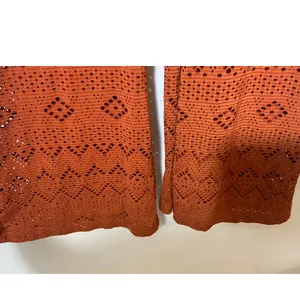 Women American Eagle Flare Laser Cut Crochet Boho Festival Pants Orange Size XS thumbnail 2