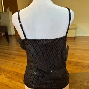 Byer California Black Sequin Camisole Top Vintage Y2K Spaghetti Strap NWT‎ Large thumbnail 3