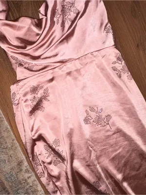 Oh Polly Dusty Rose Satin Halter Maxi Dress thumbnail 5