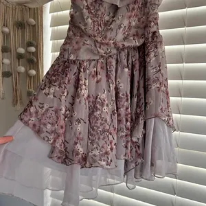 Cecico romantic Floral Ruffle whimsi One Shoulder Mini Dress Size Small thumbnail 2