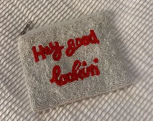 Boutique Beaded Hey Good Lookin Pouch Gameday Clear Bag Card Holder thumbnail 1