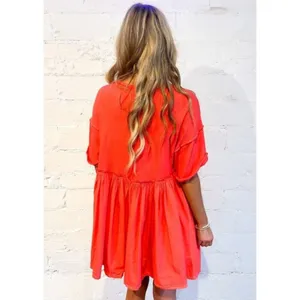FREE PEOPLE Catalina Mixed Media Minidress in Radiant Watermelon Size X-Small thumbnail 4