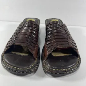 Earth Shoe Berkshire Brown Leather Woven Slides Sandals Women’s 8 Gelron 2000 thumbnail 3