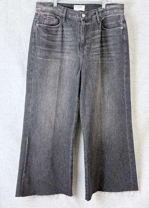 FRAME Denim Gray Wash Wide Leg‎ High Rise Jeans Size 32 Los Angeles thumbnail 1