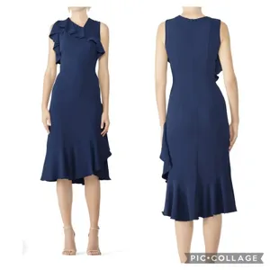Amanda Uprichard Elegant Navy Blue Ruffle Midi Dress Special Occasion thumbnail 2