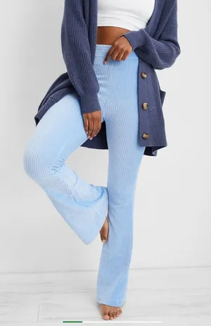 Aerie Groove On Velour Flare Pants High-Rise Ribbed thumbnail 1