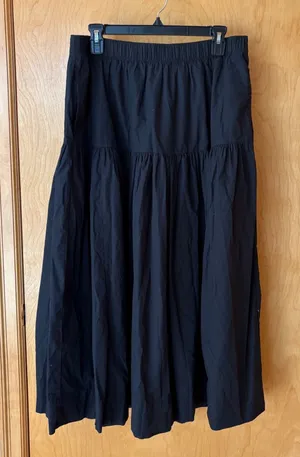 Abercrombie & Fitch Maxi Skirt Womens Large Black Tiered Cotton Blend Pockets thumbnail 1