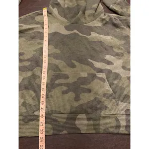 Natural Reflections Camo Waffle Knit Cowl Neck Hoodie Kangaroo Pocket L Military thumbnail 5