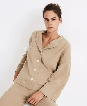 Madewell Double-Gauze Oversized Pajama Shirt thumbnail 2