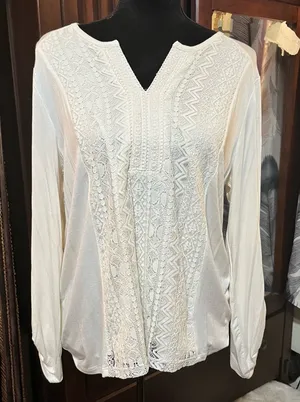 RXB White Marshmallow Long Sleeve Top Blouse - Large thumbnail 1