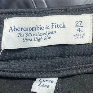 Abercrombie & Fitch The 90s Relaxed Jean Coated Black High Rise Denim Jeans 4 thumbnail 4