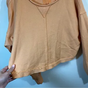 ✨ Aerie Orange Terry Crewneck Sweatshirt XS‎ thumbnail 6