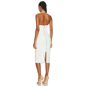 Retrofête Cheryl White Bridal Halter Bodycon Midi Dress NWT Women’s XL thumbnail 2
