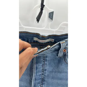 Levi’s wedgie straight raw hem distressed stretch jeans size 32 light wash thumbnail 5