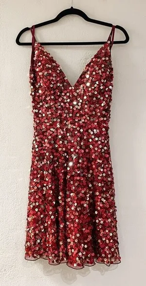 NEW Ashley Lauren Sequin HoCo Mini Dress 4248 in Red Gold Size 4 thumbnail 1