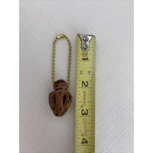 Vintage‎ Antique Hand Carved Heart Peach Pit Keychain thumbnail 5
