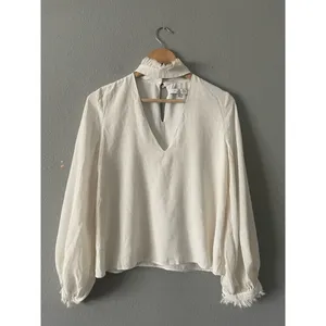 ALEXIS "KLEIN" WHITE SILK RUFFLE CHOKER BLOUSE TOP thumbnail 4