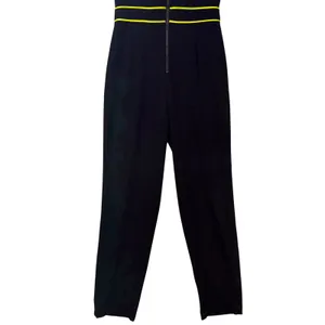 Alice + Olivia Black Neon Yellow‎ Piping V-Neck Sleeveless Jumpsuit Size 4 thumbnail 10