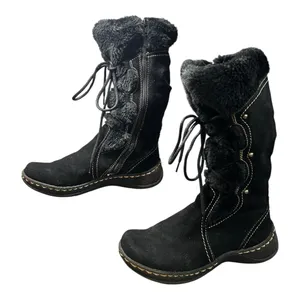 Baretraps Elicia Black Leather Mid-Calf Wedge Boots — Women’s 7M thumbnail 6