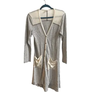 By Together Cardigan Women S Cream Striped Longline Boho Pockets RJ950 Button Up thumbnail 3