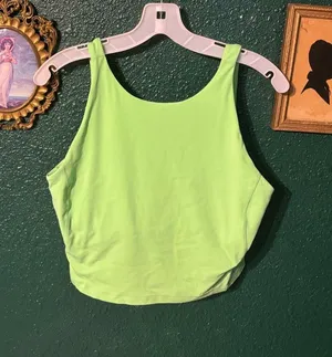 Lululemon High Neck Scream Green Align Cropped Tank Top Sz 12 thumbnail 1