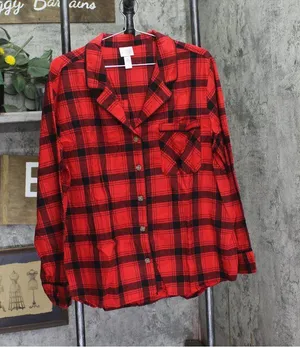 NEW Wondershop Plaid Flannel Long Sleeve Pajama Shirt Holiday Red / Black XL thumbnail 1