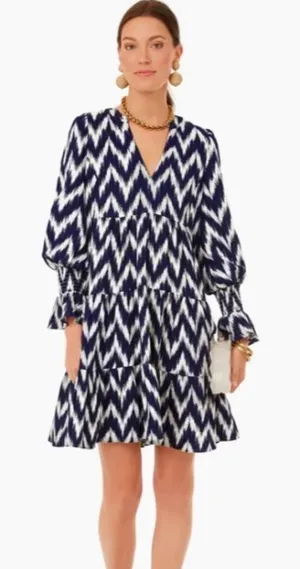 Tuckernuck Pomander Place Navy Ikat Kenzo Dress Sz. S thumbnail 1