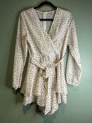 Women’s Small Polka Dot Romper Puff Sleeve Coquette Soft Girl Fairycore Resort thumbnail 2
