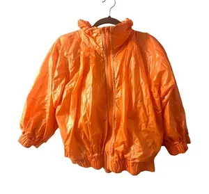 Neon Polyurethane Zip Up Puffer Small Orange thumbnail 1