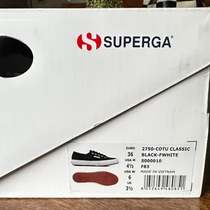 NIB Superga Black Cotu Classic Sneakers with White Accents thumbnail 8