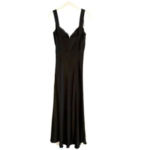 Astr Aeris Satin Lace Trim Maxi Dress Black Size Small Bustier Corset Whimsigoth thumbnail 4