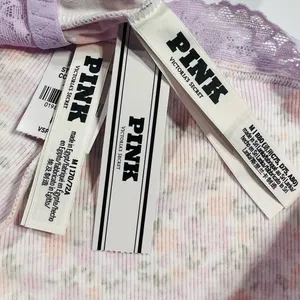 💐VS PINK Cotton Lace Trim Bralette & Cotton Cheeky Panty Petite Lilac Floral M thumbnail 11