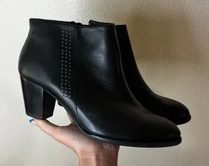 Vionic Georgia Black Leather orthaheel orthopedic heeled boots booties WOMENS 10 thumbnail 1
