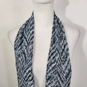 Blue Chevron Print Scarf One Size Blue Chevron Scarf thumbnail 3