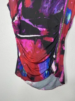 Escada Abstract Zipper Detail Sleeveless Going Out Top Rave Artsy Size 6 thumbnail 5