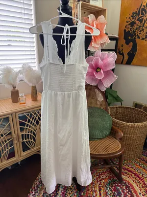 NWT Wild Fable White Boho Garden Cottage Lace Corset Midi Maxi Dress thumbnail 2