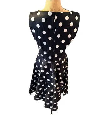 Grace Karin Polka Dot Midi Dress Black White Women's Size L (18” PTP) thumbnail 5